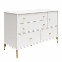 Valentina Asymmetrical 4 Drawer / 1 Door Convertible Dresser, White