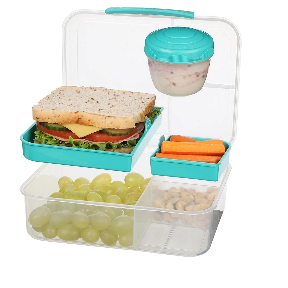 Bento et contenant pour aliments de la collection Sistema To Go, 6,9 tasses, clair, couleurs assorties 1,65 l, Les couleurs varier.