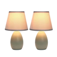 Simples Conceptions Mini Oeuf Ovale Lampe de Table en Céramique 2 paquets, Gris