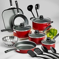 Tramontina PrimaWare 18 Pc Aluminum Nonstick Cookware Set – Red