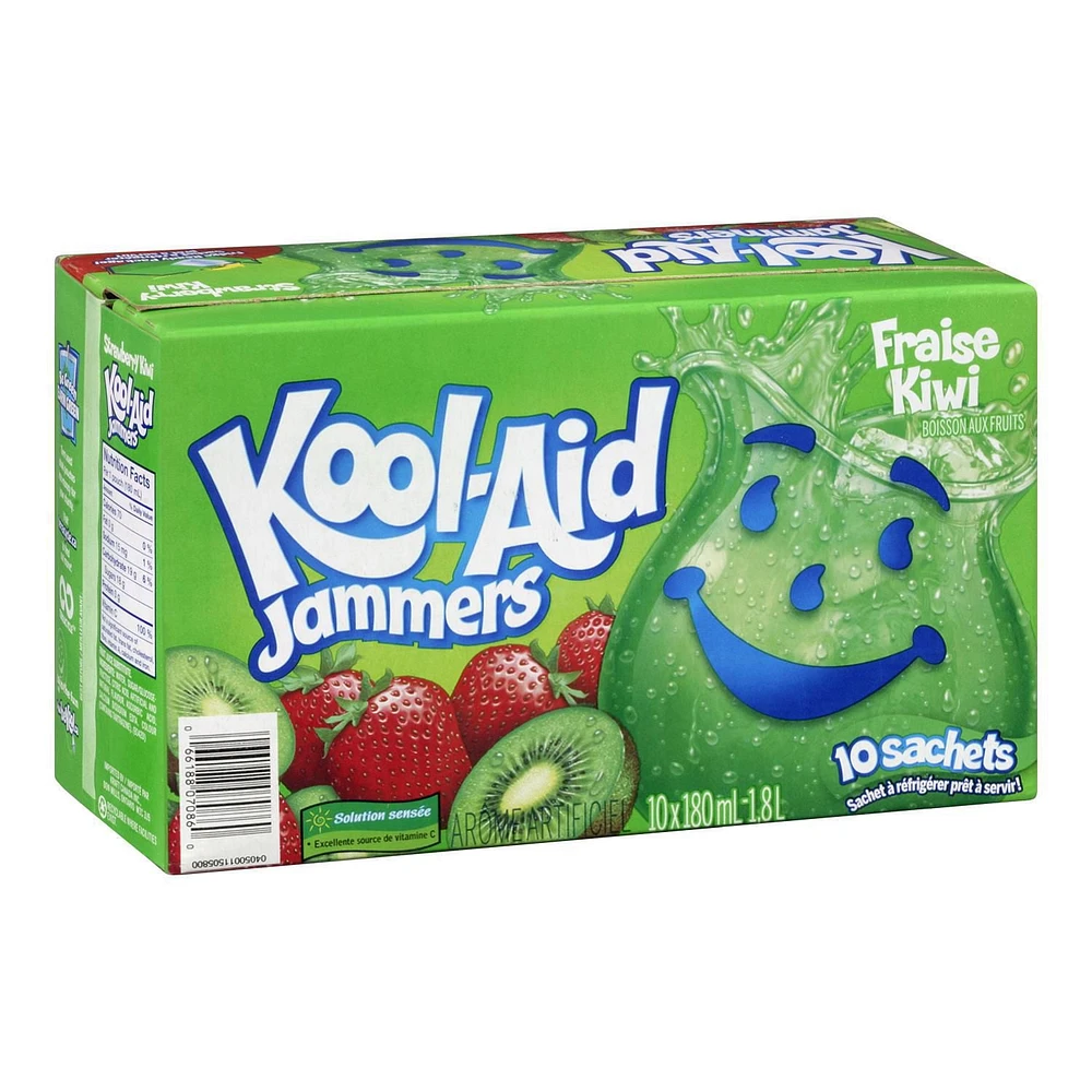 Kool-Aid Jammers, Strawberry Kiwi, 10 x 180 mL Pouches