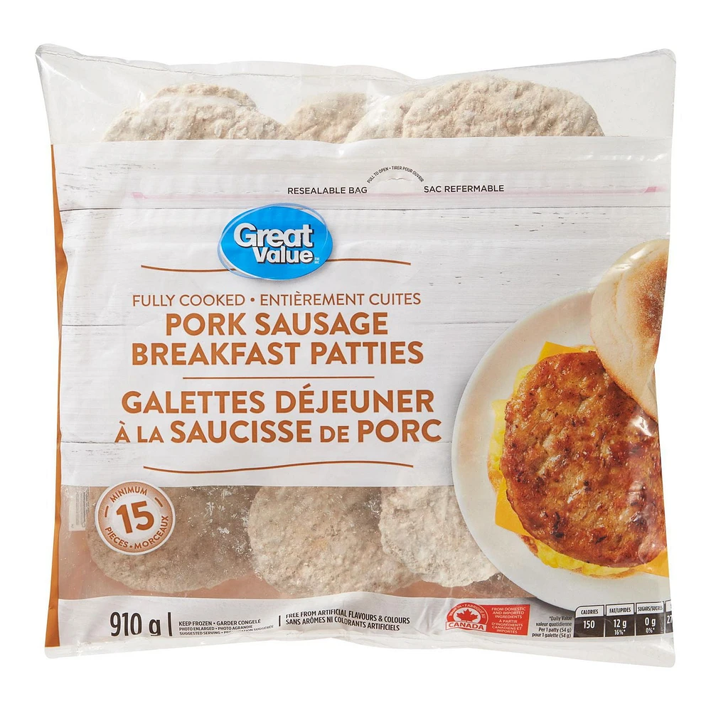 Great Value Pork Sausage Breakfast Patties, 910 g