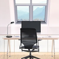 Lampe de bureau en métal à ampoule DEL intégrée de Globe Electric, certifiée Energy Star, fini noir mat, col de cygne en chrome, 5 watts, 250 lumens, 12643