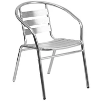 Ensemble de table carrée de 23,5 po en aluminium pour l'intérieur et l'extérieur avec 4 chaises à dossier à lattes