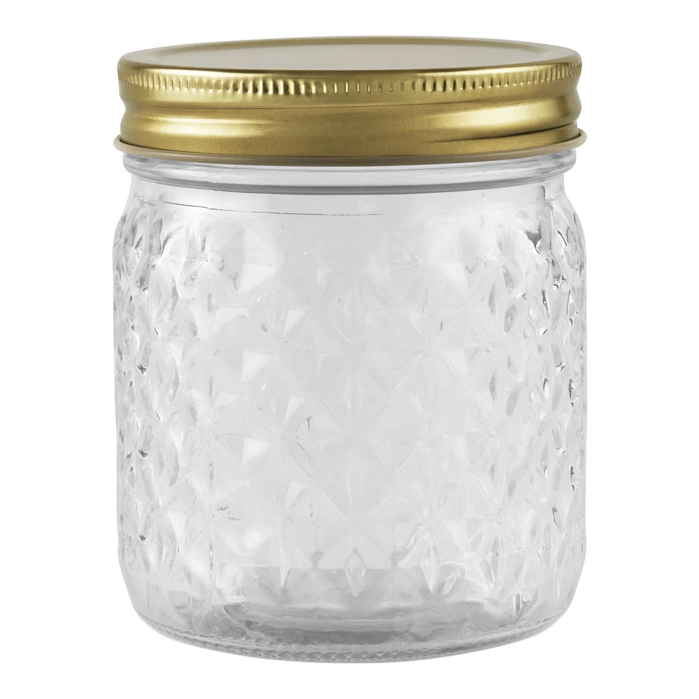 Pot en verre embossé de 500 Ml 500ML Quilté