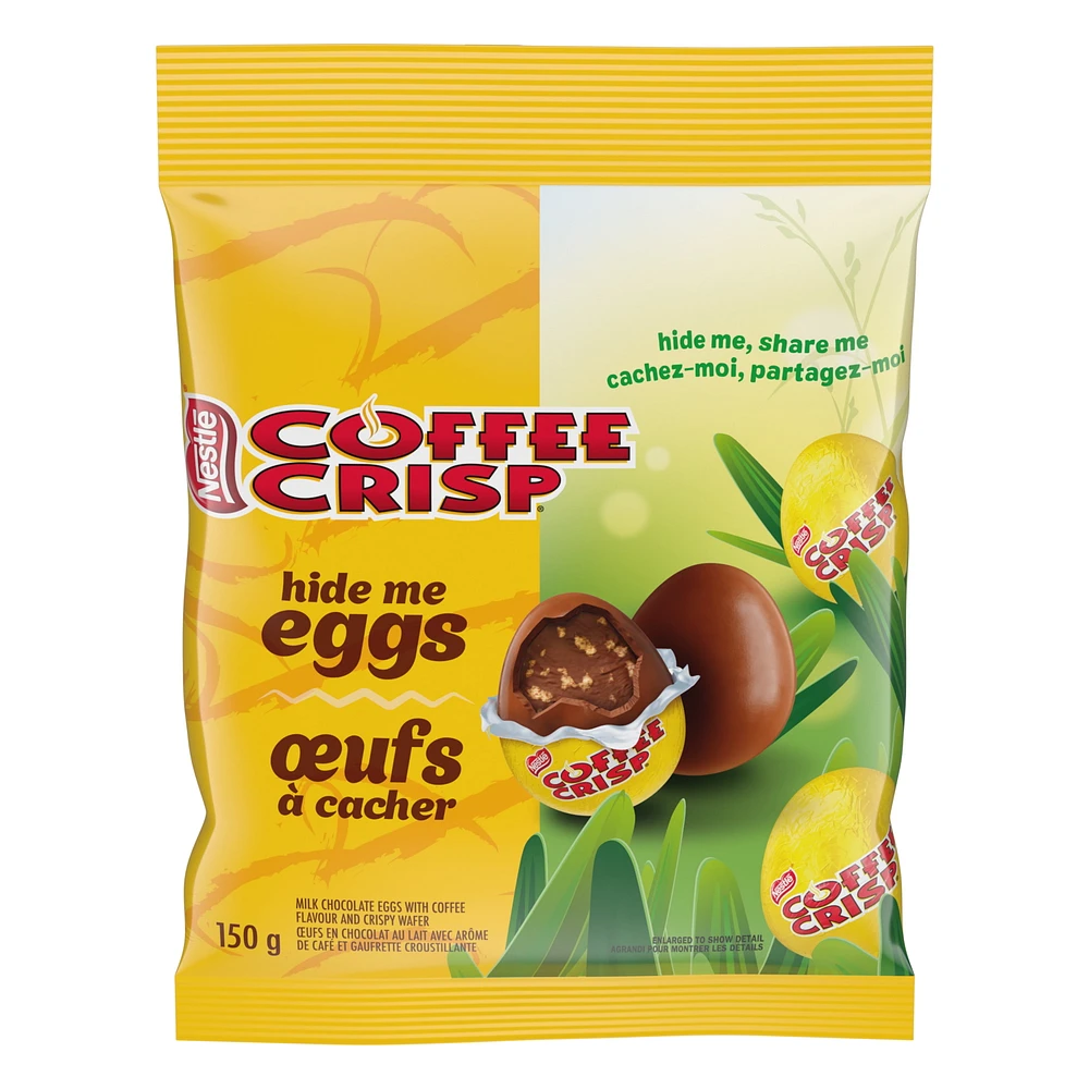 Hide Me Eggs, Miniature Milk Chocolate Eggs Filled With COFFEE CRISP Flavour And Crispy Wafer Pieces, Perfect For Egg Hunts & Easter Baskets, Individually Wrapped In Foil