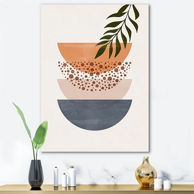 Designart Soleil géométrique abstrait et lune avec feuille III Art mural sur toile