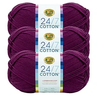 Lion Brand 24/7 Cotton® Yarn #4 Medium/Worsted Cotton Yarn 100g/170m 3-Pack