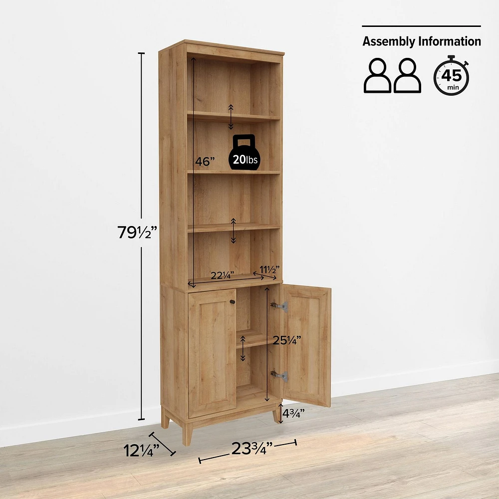 Prepac Yaletown White 23.75" W x 79.50" H x 12.25" Bookcase