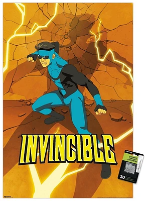 Invincible: Season 3 - Blue Suit Teaser One Sheet Wall Poster with Pushpins, 22.375" x 34"