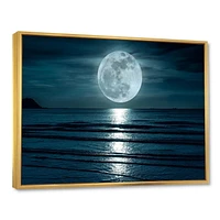 Designart Super lune sur la mer I ART MURAL À CADRE FLOTTÉ