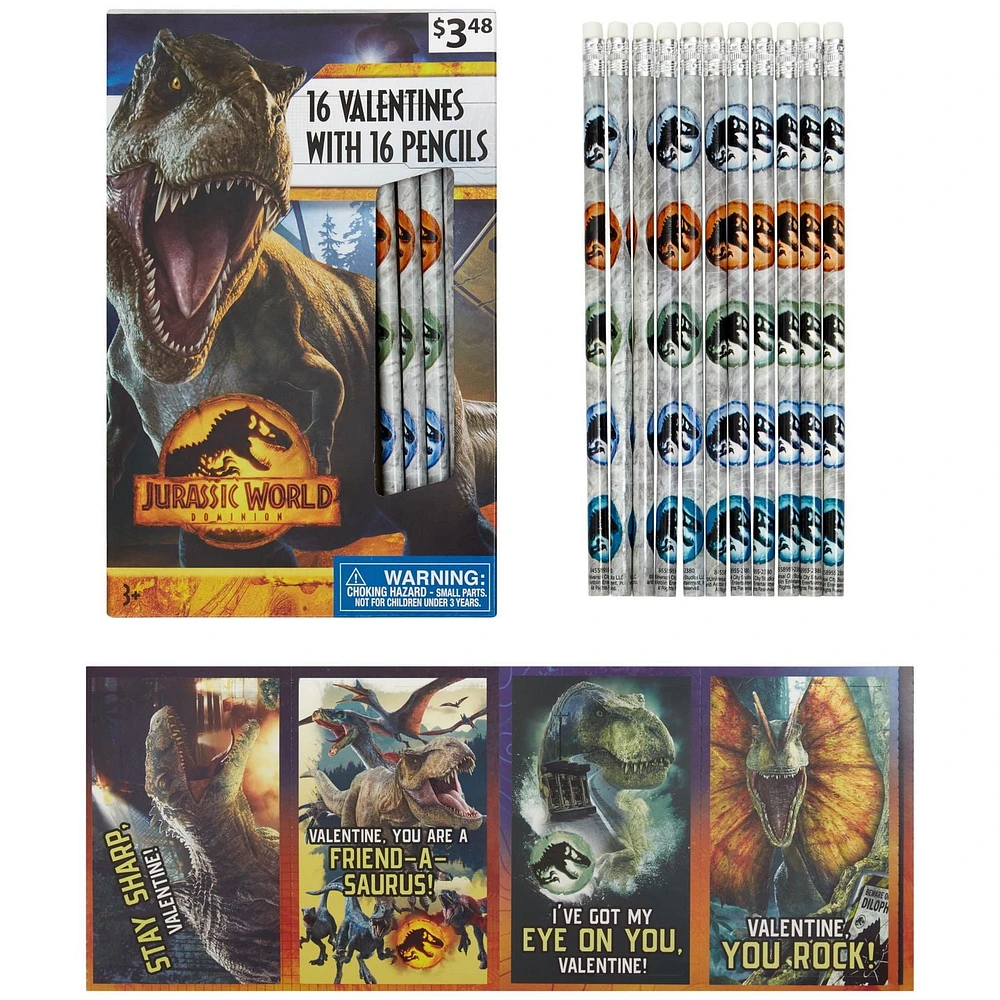 Jurassic Park Valentines Cards, 32 Count, Classroom Exchange Cards