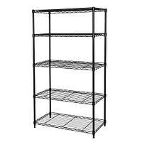Seville Classics 5-Tier Steel Shelving with Levelling Feet - Black - 60" H x 30" W x 14" D