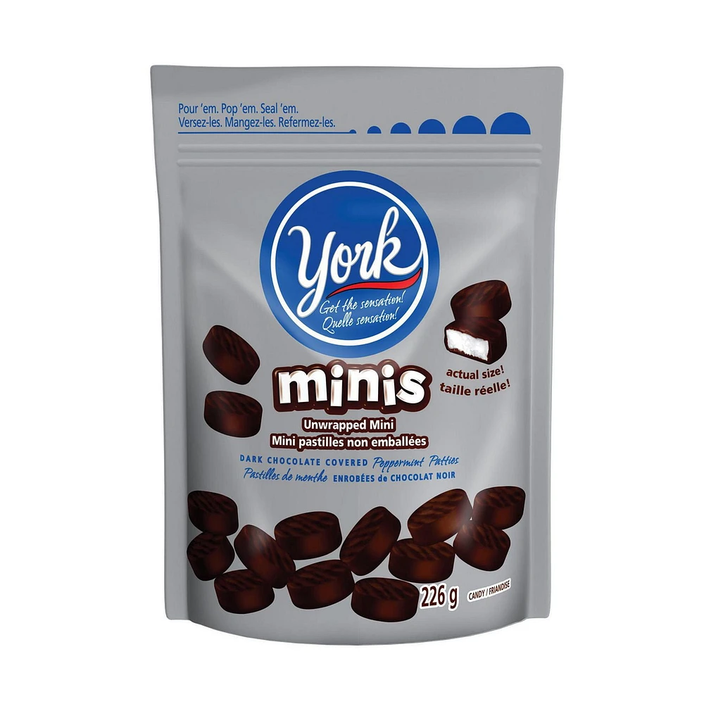 YORK Dark Chocolate Peppermint Patties Minis, 226g