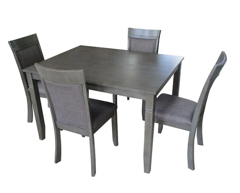 K-Living Nellie Ensemble de salle à manger en bois massif 5 pièces avec 1 table et 4 chaises
