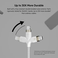 Belkin BoostCharge Pro Flex Braided USB A to Lightning Cable 2M/6.6FT - MFi Certified 20W Power Delivery iPhone Charger Cord - Apple Charger USB A Cable - Fast Charging - iPhone 14, iPhone 13 - White