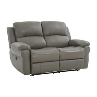 K-Living Danica high-grade leather Power Recliner Loveseat in Grey with USB Outlets