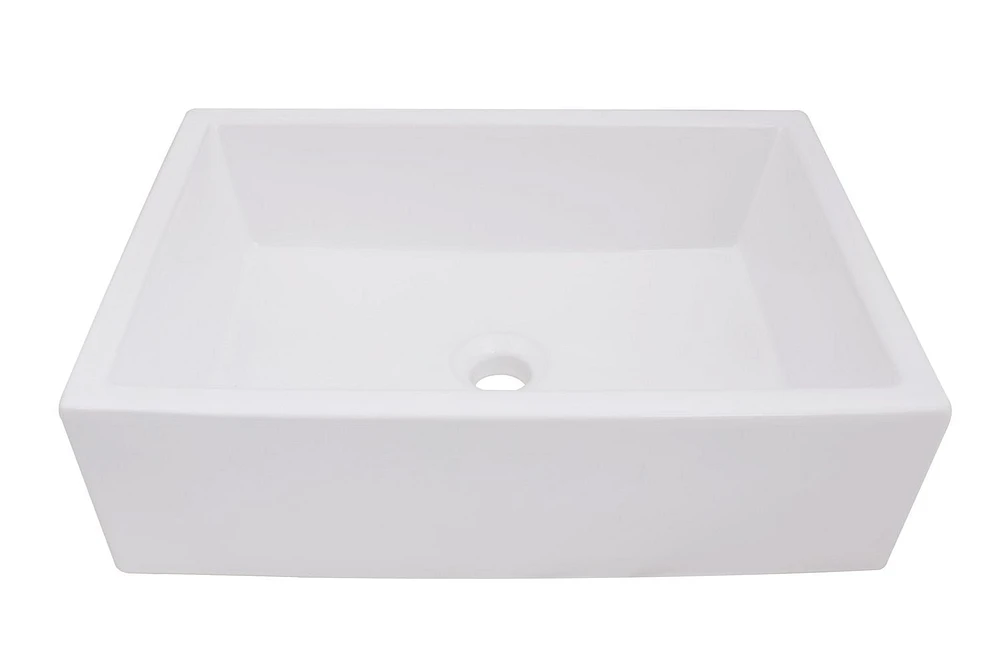 American Imaginations 20-in. W Above Counter White Bathroom Vessel Sink For Deck Mount Center Drilling AI-27740