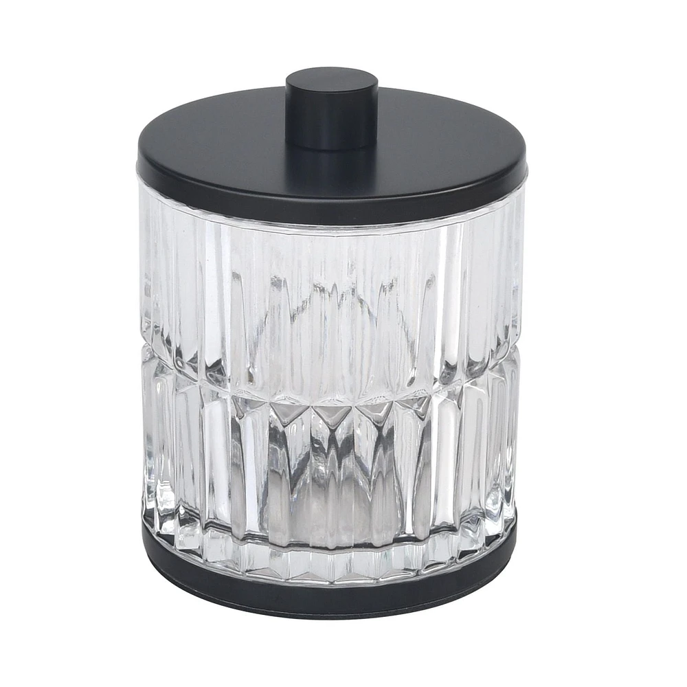 bocal en verre hometrends avec garniture en métal noir Bocal couvert de verre
