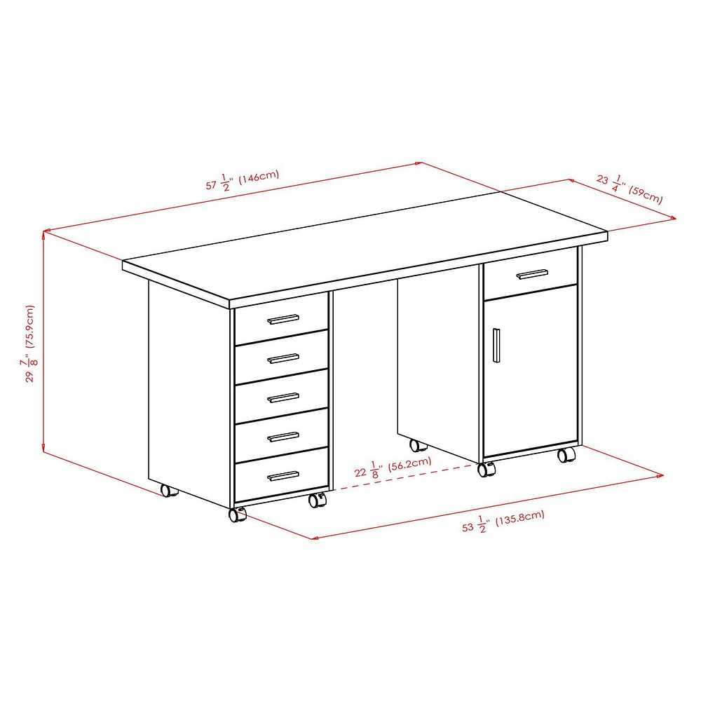 Ensemble de bureau modulaire Winsome Kenner 3pc