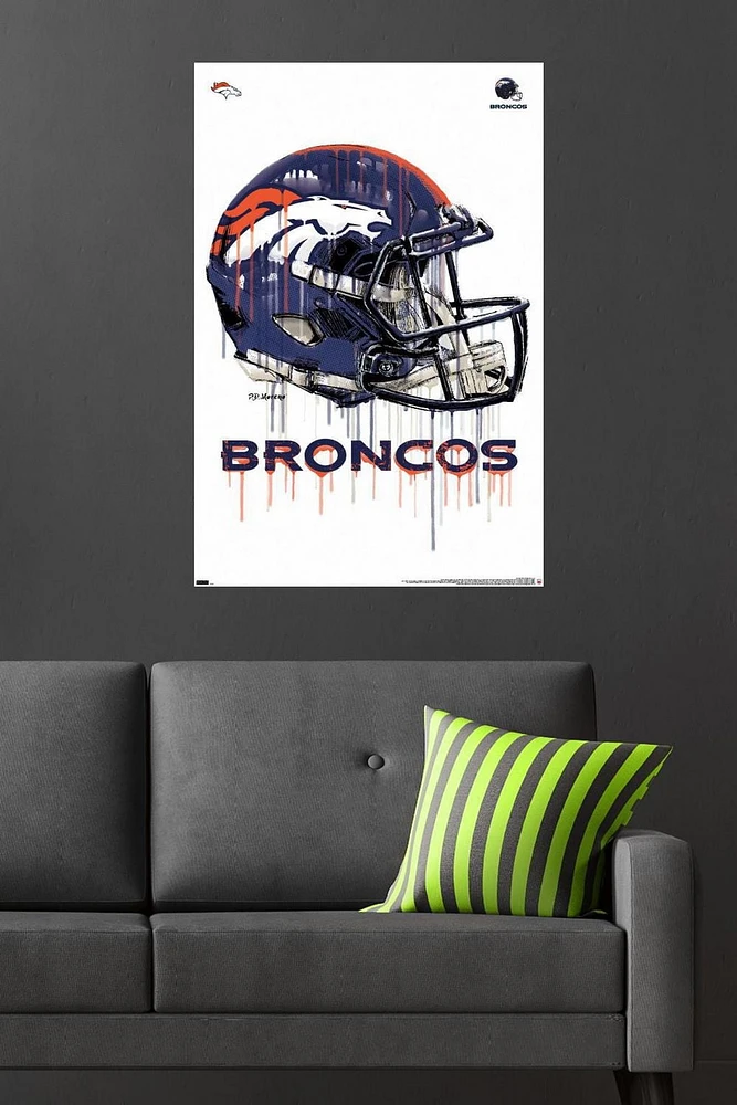 NFL Denver Broncos - Drip Helmet 20 Wall Poster, 22.375" x 34"