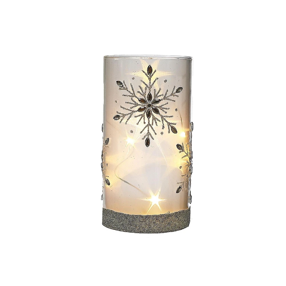 Christmas Led Glass Stand Gem Snowflake 6.75"
