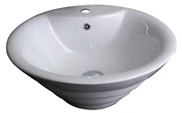 American Imaginations -in. W Above Counter White Bathroom Vessel Sink Set For 1 Hole Center Faucet AI