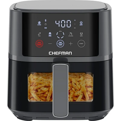 Chefman TurboFry Touch 4L (4-Qt) Easy-View Air Fryer w/ 4 Cooking Presets and 235°C (450°F) Hi-Fry Button - Grey, New