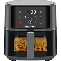 Chefman TurboFry Touch 4L (4-Qt) Easy-View Air Fryer w/ 4 Cooking Presets and 235°C (450°F) Hi-Fry Button - Grey, New