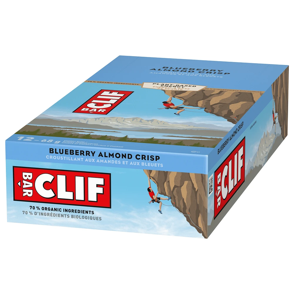 CLIF BAR, Blueberry Almond Crisp Energy Bar, 70% Organic Ingredients, No Artificial Flavours, 68 g (Pack of 12)