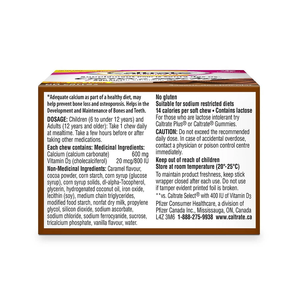 Caltrate Soft Chews Chocolate Vitamin D 60's, 60 Count