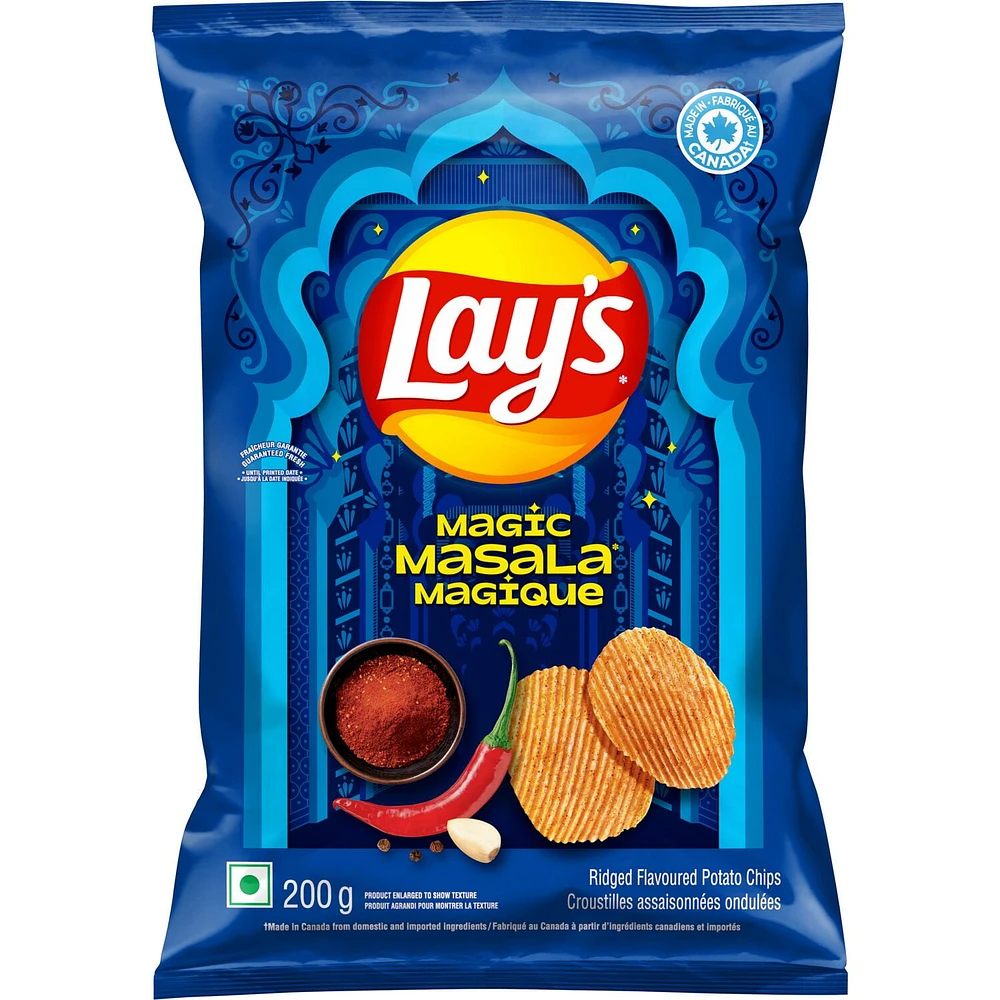 Lay’s Magic Masala ridged flavoured potato chips, 200 g.
