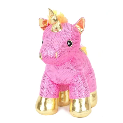 Jouet rembourré en forme de licorne Way to celebrate! en sequin doux de couleur rose