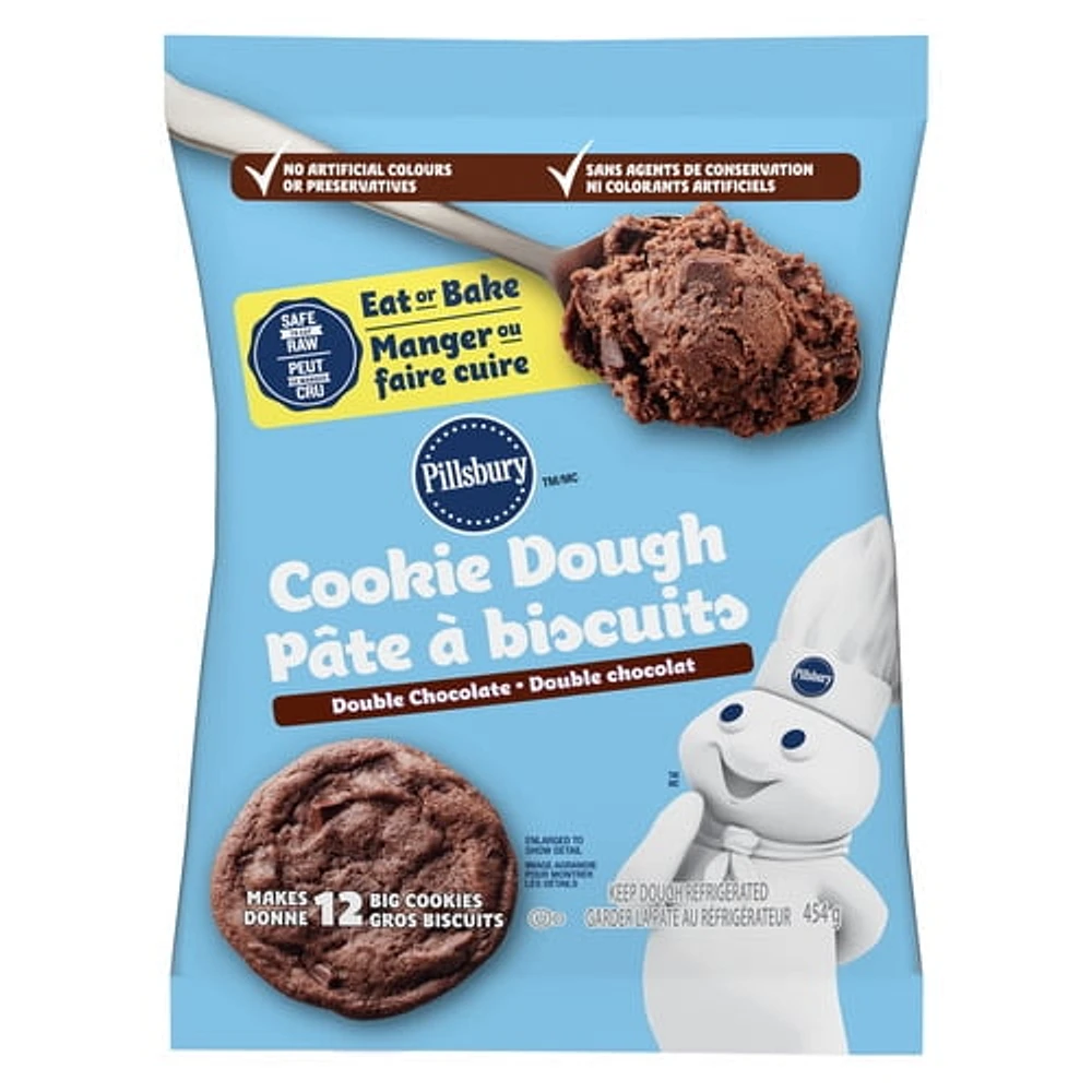 Pillsbury Pâte à biscuits aux pépites de Double chocolat, Prête à cuire 454 g, 12 Biscuits