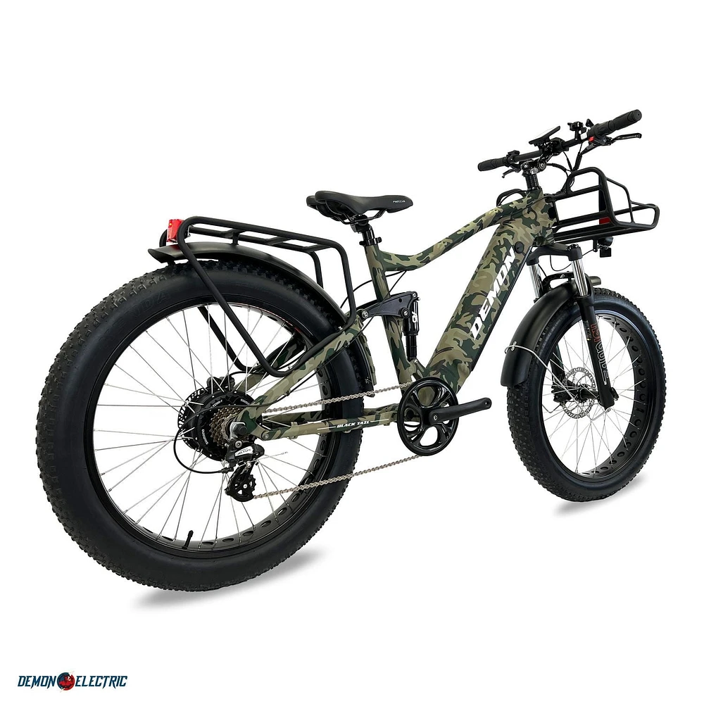 Demon Electric 26" Hunting Electric Bike, 750W Fat-Tire Electric Bicycle, 32km/h Off-Road E-Bike, Electric Mountain Bike with SHIMANO 7 Speed Gear - Camo