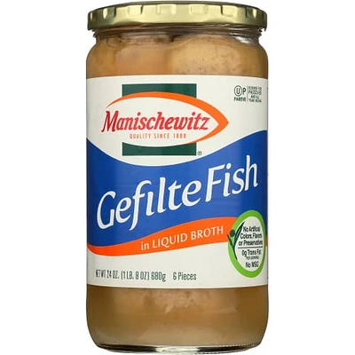 LIQUID, A Symphony of All-Natural Goodness
Experience culinary excellence with Manischewitz Gefilte Fish in Liquid Broth, a masterpiece meticulously crafted to bring authentic flavor to your table. In a generous 680 g container, this dish is not just a meal but a celebration of heritage and taste.
Key Featu