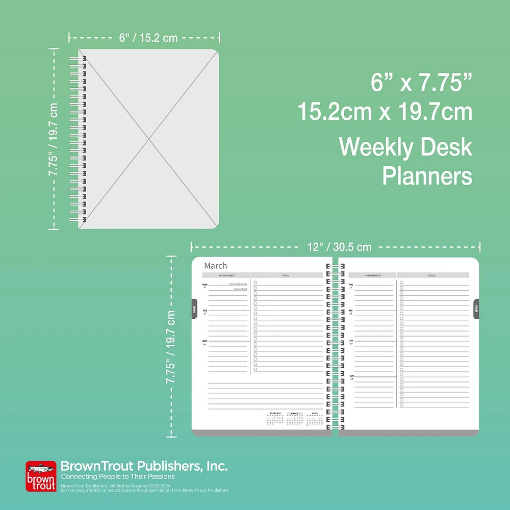 BrownTrout Tuscan Delight 2024 6x7.75 Inch Desk Planner, 9781975468712