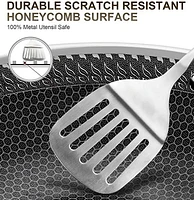 Sunwealth ALMOST NON-STICK  7-Layer 18/8 Stainless Steel Full Honeycomb Wok with Free-standing Glass Lid.