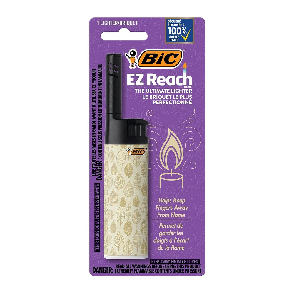 BIC EZ Reach Lighters, The Ultimate Lighter with Extended Wand (1.45-inch), Assorted Colours, 1-Count, 1-Count