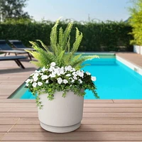 Tierra Verde 15" W x 15" H Alto Modern Recycled Self-Watering Planter - Eggshell White, Indoor/Outdoor