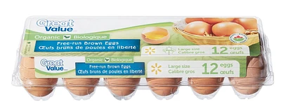 Great Value gros oeufs bruns biologiques de poules en liberte compte de 12