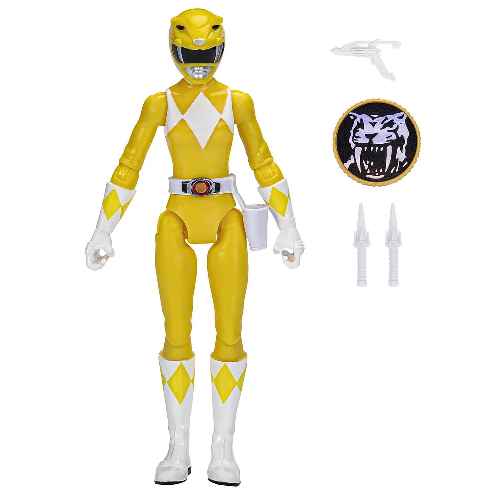 Power Rangers figurine Ranger Jaune Mighty Morphin de 15 cm, figurines et jouets Hasbro de super-héros pour filles et garçons, inclut des accessoires, dès 4 ans