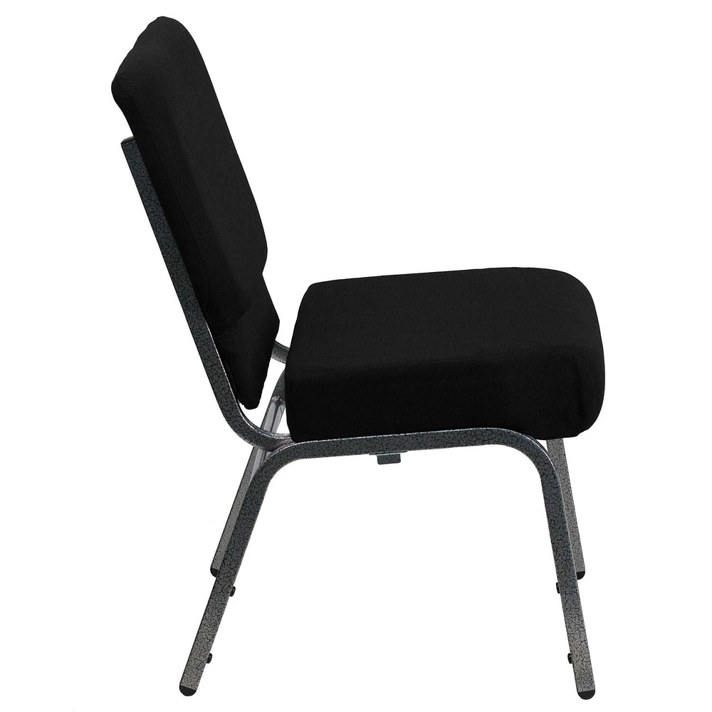 Flash Furniture Hercules Series 21''W Stacking Church Chair in Black Fabric