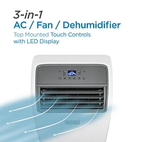 Climatiseur portatif BLACK+DECKER, 8 150 BTU SACC/CEC (12 000 BTU ASHRAE 128) pour pièces jusqu'à 550 pi², blanc
