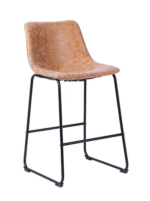Tabouret en cuir Landon Plata Import avec pieds en métal noir