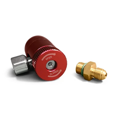 Duracool® R-1234yf Professional High Side Quick Connect, Manual Adjust for R-1234yf service port. 1/4 inch SAE M Flare Hose Attachment.
