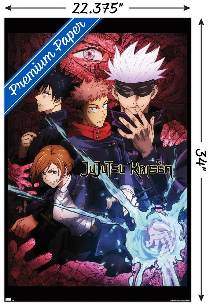 Jujutsu Kaisen – Une feuille 22,375" x 34" Affiche Murale avec Cadre Magnétique en Bois de Hêtre, par Trends International