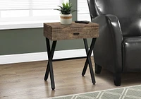 Monarch Specialties Table D'appoint, Côté, Bout, Table De Nuit, Lampe, Tiroir De Rangement, Salon, Chambre À Coucher, Métal, Stratifié, Brun, Noir, Contemporain, Moderne