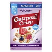 Oatmeal Crisp Breakfast Cereal, Triple Berry, Family Size, High Fibre, 570 g, 570 g