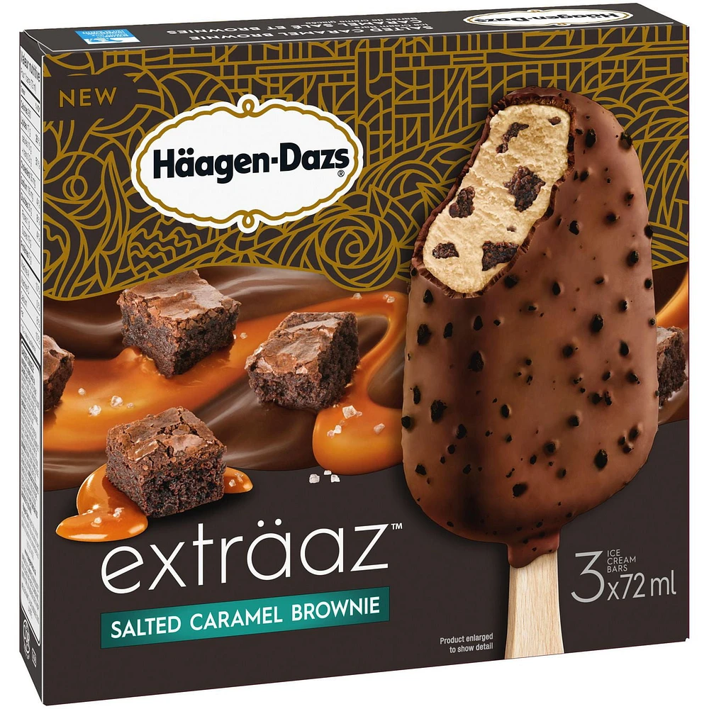 Barres HÄAGEN-DAZS® Exträaz(MC) Brownies caramel salé Emballage mult. 3 x 72 ml